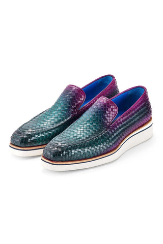 Paul Parkman 186-WN Woven Leather Casual Loafers (PM6434)-AmbrogioShoes