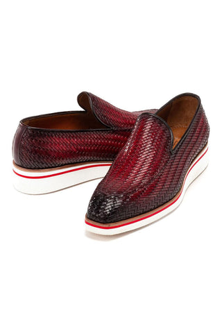 Paul Parkman 186-WN Woven Leather Casual Loafers (PM6434)-AmbrogioShoes