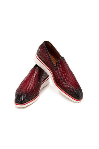 Paul Parkman 186-WN Woven Leather Casual Loafers (PM6434)-AmbrogioShoes