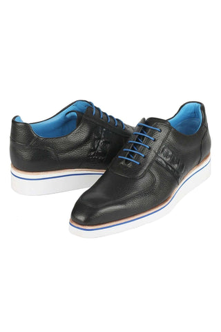 Paul Parkman 192-BLK Black Floater Leather Sneakers (PM6371)-AmbrogioShoes