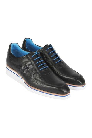Paul Parkman 192-BLK Black Floater Leather Sneakers (PM6371)-AmbrogioShoes