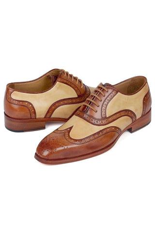 Paul Parkman 224BJ57 Brown & Beige Leather Wingtip Oxfords (PM6273)