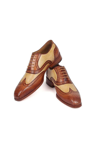 Paul Parkman 224BJ57 Brown & Beige Leather Wingtip Oxfords (PM6273)