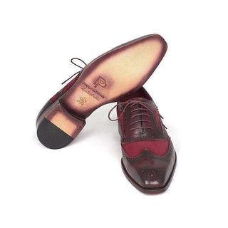 Paul Parkman Handmade Designer Shoes Suede & Calfskin Men's Wingtip Oxfords Bordeaux (PM5402)-AmbrogioShoes