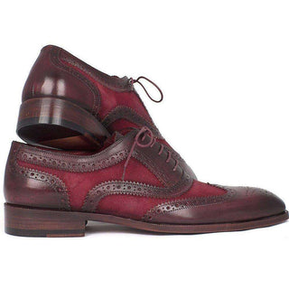 Paul Parkman Handmade Designer Shoes Suede & Calfskin Men's Wingtip Oxfords Bordeaux (PM5402)-AmbrogioShoes