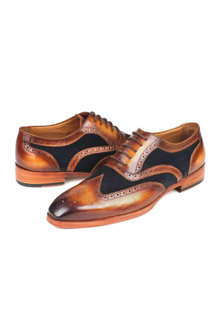 Paul Parkman 228 Suede & Calf-Skin Leather Wingtip Oxfords (PM5402)-AmbrogioShoes
