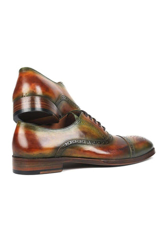 Paul Parkman 266GB79 Green & Brown Leather Cap-Toe Oxfords (PM6268)