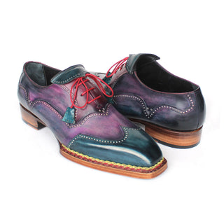 Paul Parkman 267BP78 Men's Handmade Shoes Calf-Skin Leather Norwegian Welted Wingtip Oxford (PM6470)-AmbrogioShoes