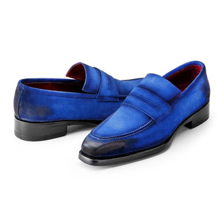 Paul Parkman 36 Men's Shoes Suede Leather Welted Penny Loafers (PM6448)-AmbrogioShoes