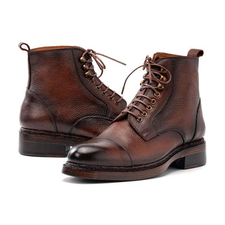 Paul Parkman 5075 Men's Handmade Shoes Floater Leather Derby Lace-Up Boot (PM6461)-AmbrogioShoes