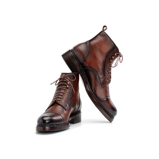 Paul Parkman 5075 Men's Handmade Shoes Floater Leather Derby Lace-Up Boot (PM6461)-AmbrogioShoes