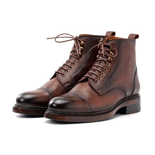 Paul Parkman 5075 Men's Handmade Shoes Floater Leather Derby Lace-Up Boot (PM6461)-AmbrogioShoes