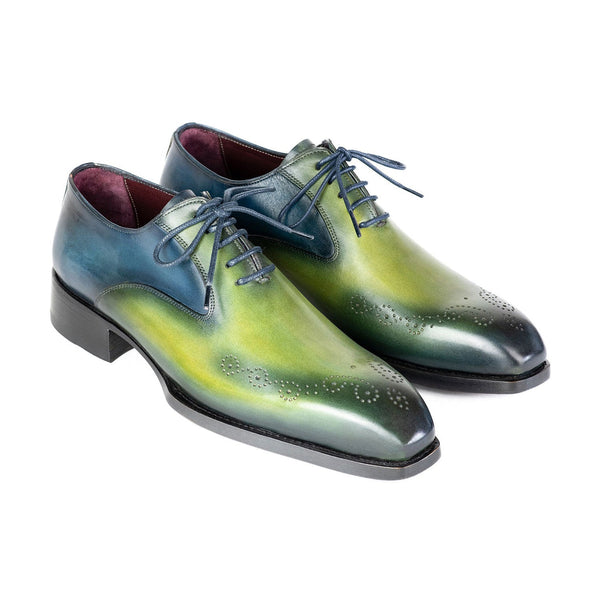 Paul Parkman 5364-GBL Men's Shoes Blue & Green Calf-Skin Leather Goodyear Welted Oxfords (PM6426)-AmbrogioShoes