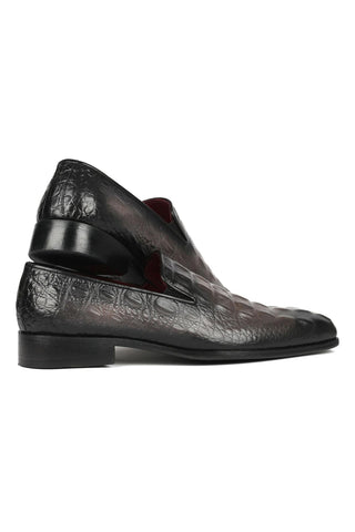 Paul Parkman 5576-GRY Gray Crocodile Embossed Slip-On Loafers (PM6385)-AmbrogioShoes
