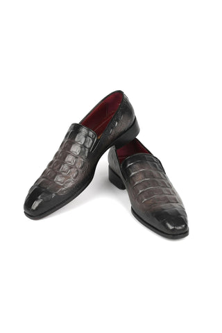 Paul Parkman 5576-GRY Gray Crocodile Print Slip-On Loafers (PM6385)