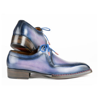 Paul Parkman 599F67 Men's Handmade Shoes Pink & Navy Calf-Skin Leather Hand-Welted Derby (PM6423)-AmbrogioShoes