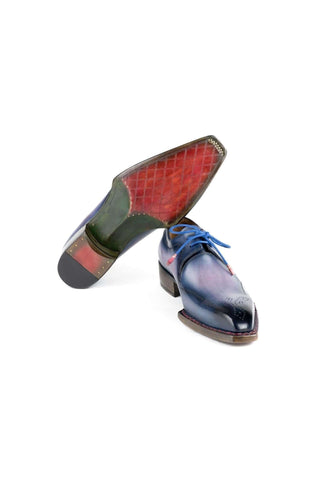 Paul Parkman 599F67 Pink & Navy Leather Hand-Welted Derby (PM6423)-AmbrogioShoes
