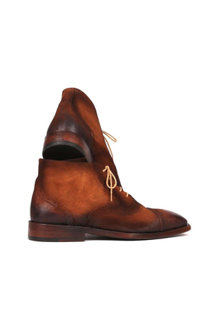 Paul Parkman 644BRW17 Antique Brown Suede Cap-Toe Ankle Boots(PM6251)