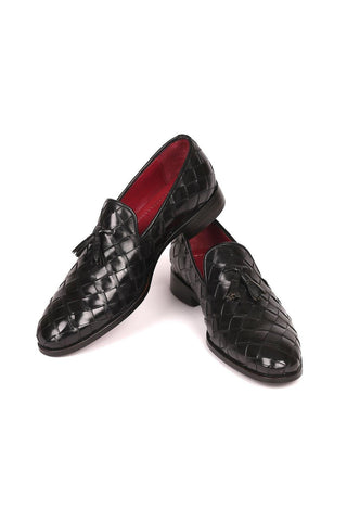 Paul Parkman 6623 Woven Calf-Skin Leather Tassel Loafers (PM6377)-AmbrogioShoes
