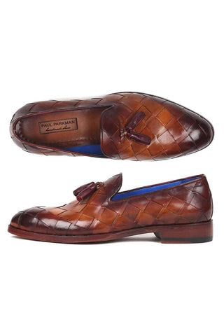 Paul Parkman 6623 Woven Calf-Skin Leather Tassel Loafers (PM6377)-AmbrogioShoes