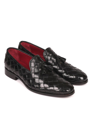 Paul Parkman 6623 Woven Calf-Skin Leather Tassel Loafers (PM6377)-AmbrogioShoes