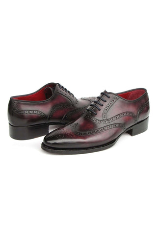Paul Parkman 66BRD94 Burgundy Hand Painted Leather Goodyear Welted Wingtip Oxfords (PM6399)-AmbrogioShoes