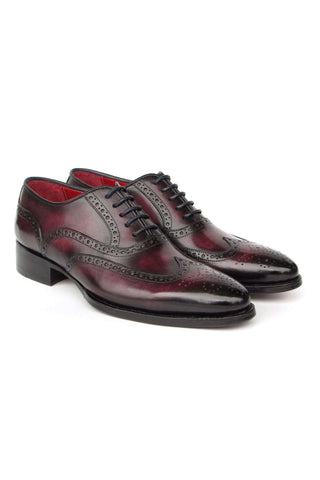 Paul Parkman 66BRD94 Burgundy Hand Painted Leather Goodyear Welted Wingtip Oxfords (PM6399)-AmbrogioShoes