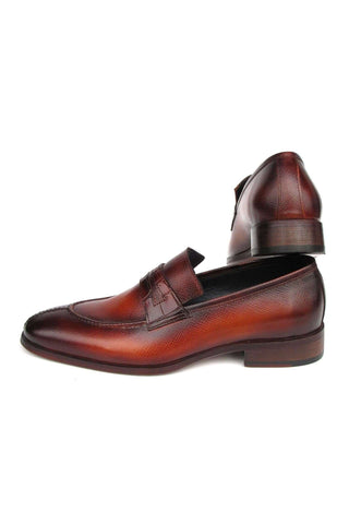 Paul Parkman 694TB25 Brown Hand-Painted Leather Split To Penny Loafers (PM6396)-AmbrogioShoes