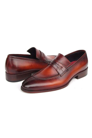 Paul Parkman 694TB25 Brown Hand-Painted Leather Split To Penny Loafers (PM6396)-AmbrogioShoes