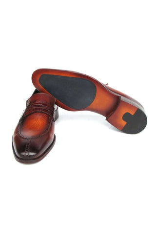 Paul Parkman 694TB25 Brown Hand-Painted Leather Split To Penny Loafers (PM6396)-AmbrogioShoes