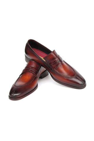 Paul Parkman 694TB25 Brown Hand-Painted Leather Split To Penny Loafers (PM6396)-AmbrogioShoes