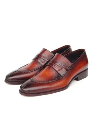 Paul Parkman 694TB25 Brown Hand-Painted Leather Split To Penny Loafers (PM6396)-AmbrogioShoes