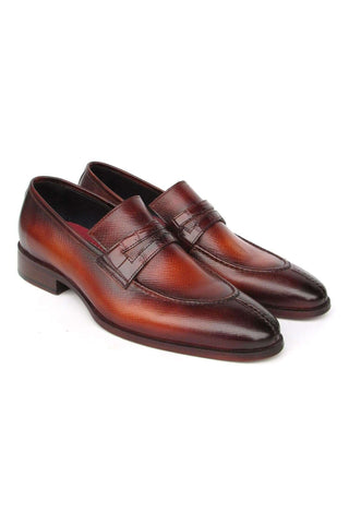 Paul Parkman 694TB25 Brown Hand-Painted Leather Split To Penny Loafers (PM6396)-AmbrogioShoes