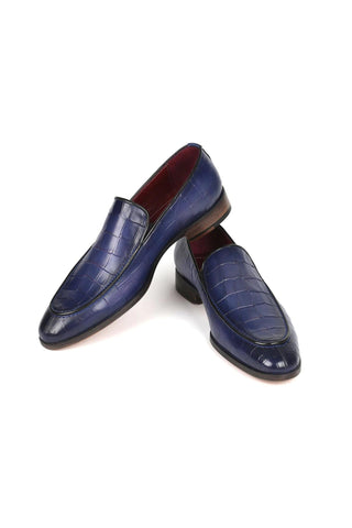 Paul Parkman 7339 Crocodile Embossed Calf-Skin Leather Split-Toe Loafers (PM6425)-AmbrogioShoes