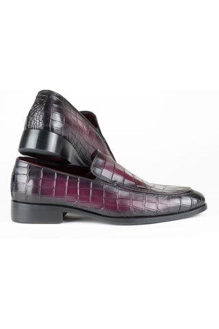 Paul Parkman 7339 Crocodile Embossed Calf-Skin Leather Split-Toe Loafers (PM6425)-AmbrogioShoes