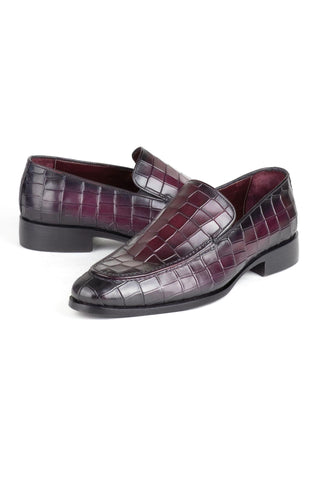 Paul Parkman 7339 Crocodile Embossed Calf-Skin Leather Split-Toe Loafers (PM6425)-AmbrogioShoes