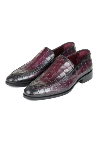 Paul Parkman 7339 Crocodile Embossed Calf-Skin Leather Split-Toe Loafers (PM6425)-AmbrogioShoes