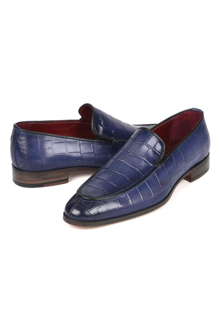 Paul Parkman 7339 Crocodile Embossed Calf-Skin Leather Split-Toe Loafers (PM6425)-AmbrogioShoes