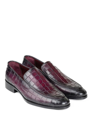 Paul Parkman 7339 Crocodile Embossed Calf-Skin Leather Split-Toe Loafers (PM6425)-AmbrogioShoes
