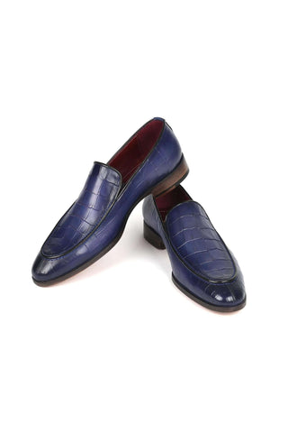 Paul Parkman 7339 Crocodile Embossed Leather Split-Toe Loafers (PM6425)-AmbrogioShoes