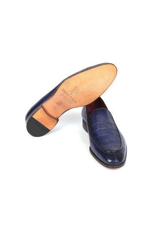 Paul Parkman 7339 Crocodile Embossed Leather Split-Toe Loafers (PM6425)-AmbrogioShoes