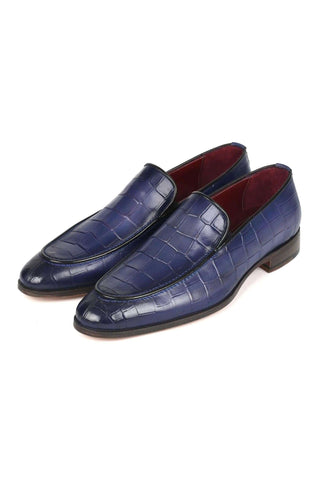 Paul Parkman 7339 Crocodile Embossed Leather Split-Toe Loafers (PM6425)-AmbrogioShoes