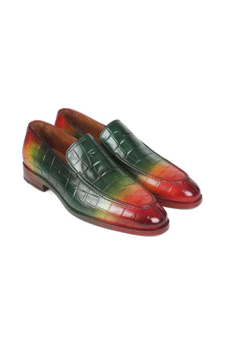 Paul Parkman 7339 Crocodile Embossed Leather Split-Toe Loafers (PM6425)-AmbrogioShoes