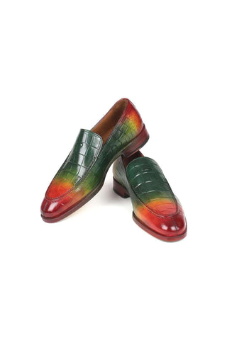 Paul Parkman 7339 Crocodile Embossed Leather Split-Toe Loafers (PM6425)-AmbrogioShoes