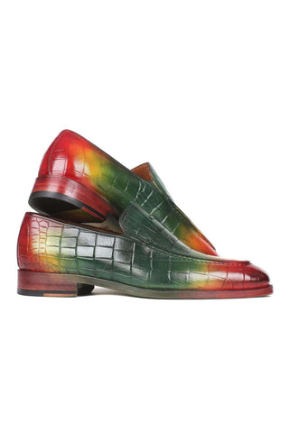 Paul Parkman 7339 Crocodile Embossed Leather Split-Toe Loafers (PM6425)-AmbrogioShoes