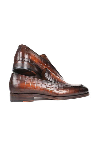 Paul Parkman 7339 Crocodile Embossed Leather Split-Toe Loafers (PM6425)-AmbrogioShoes