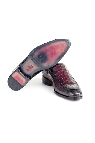 Paul Parkman 7339 Crocodile Embossed Leather Split-Toe Loafers (PM6425)-AmbrogioShoes