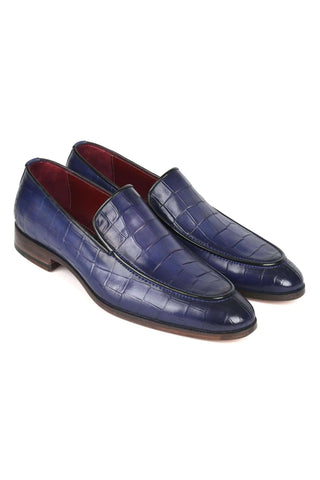 Paul Parkman 7339 Crocodile Embossed Leather Split-Toe Loafers (PM6425)-AmbrogioShoes