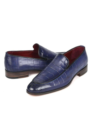 Paul Parkman 7339 Crocodile Embossed Leather Split-Toe Loafers (PM6425)-AmbrogioShoes