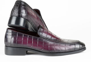 Paul Parkman 7339 Men's Shoes Crocodile Print Calf-Skin Leather Split-Toe Loafers (PM6425)-AmbrogioShoes